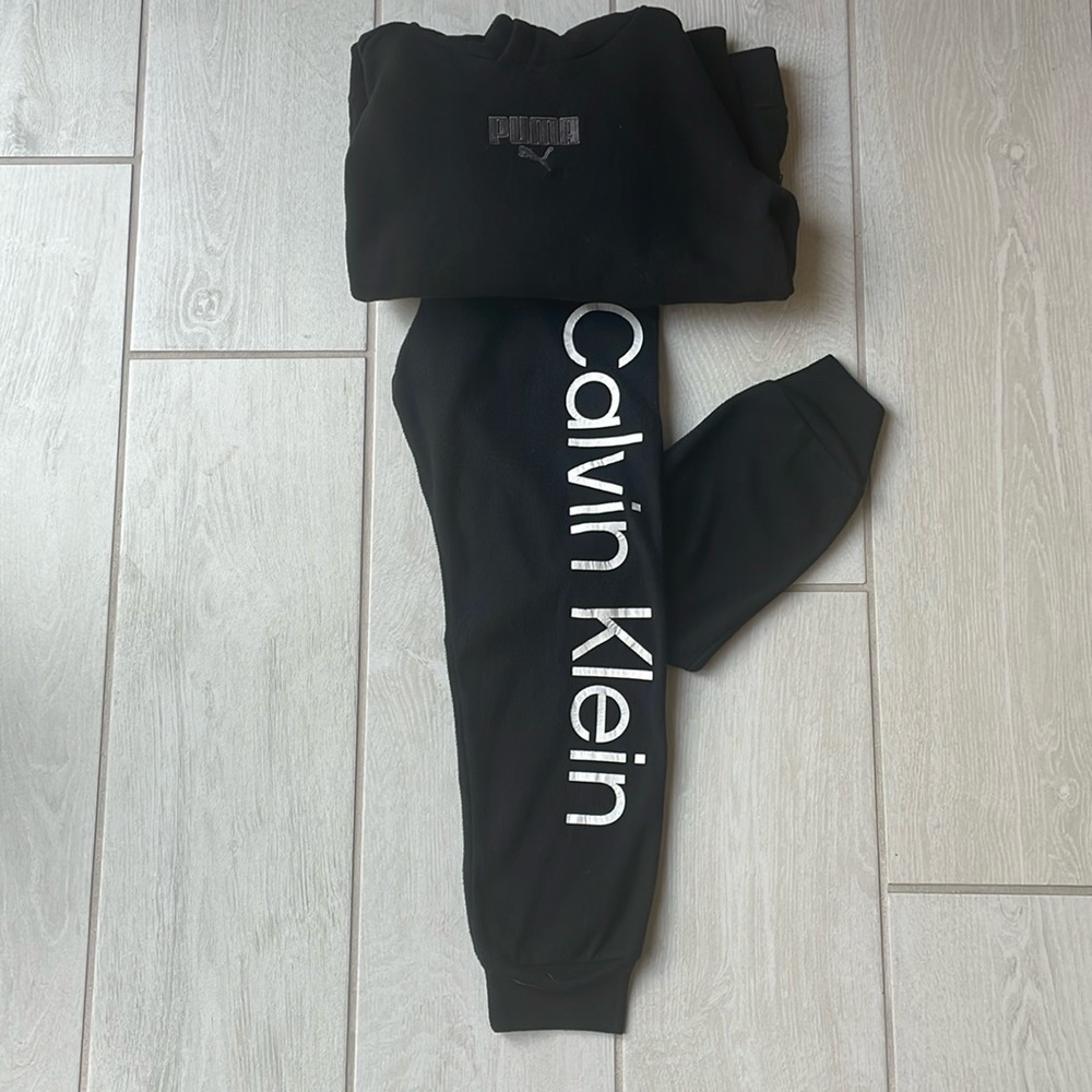 Calvin Klein Pajama Pants & Puma Hoodie, Black Boys size 7/8